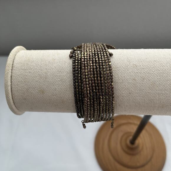 Brass small beaded flexible cuff bracelet, good condition, boho, retro - Picture 7 of 7